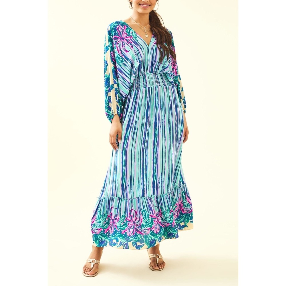 Lilly Pulitzer Alisha Midi Dress Shake Your Palm XS NWOT